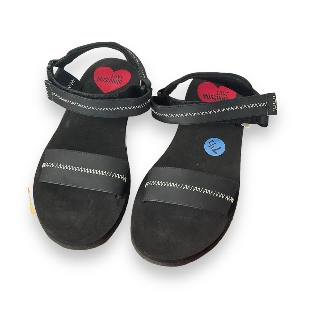 Moschino Shoes Sandals Zigzag Eva30 Black Flat Athletic Beach Water Size 7.5 NWT